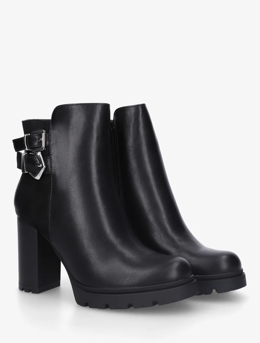 Bottines à talon et boucles - Noir - Image 4