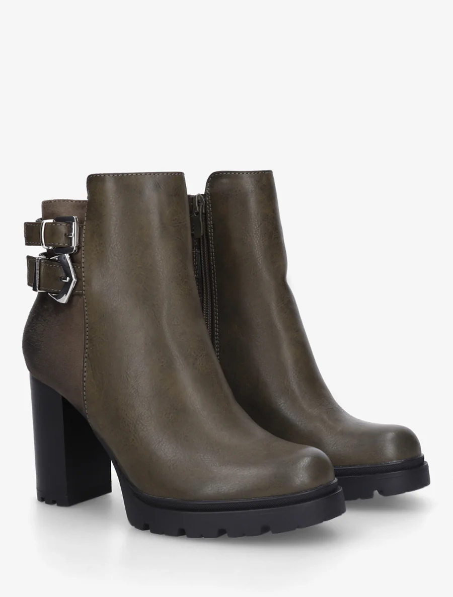 Bottines à talon et boucles - Kaki - Image 4