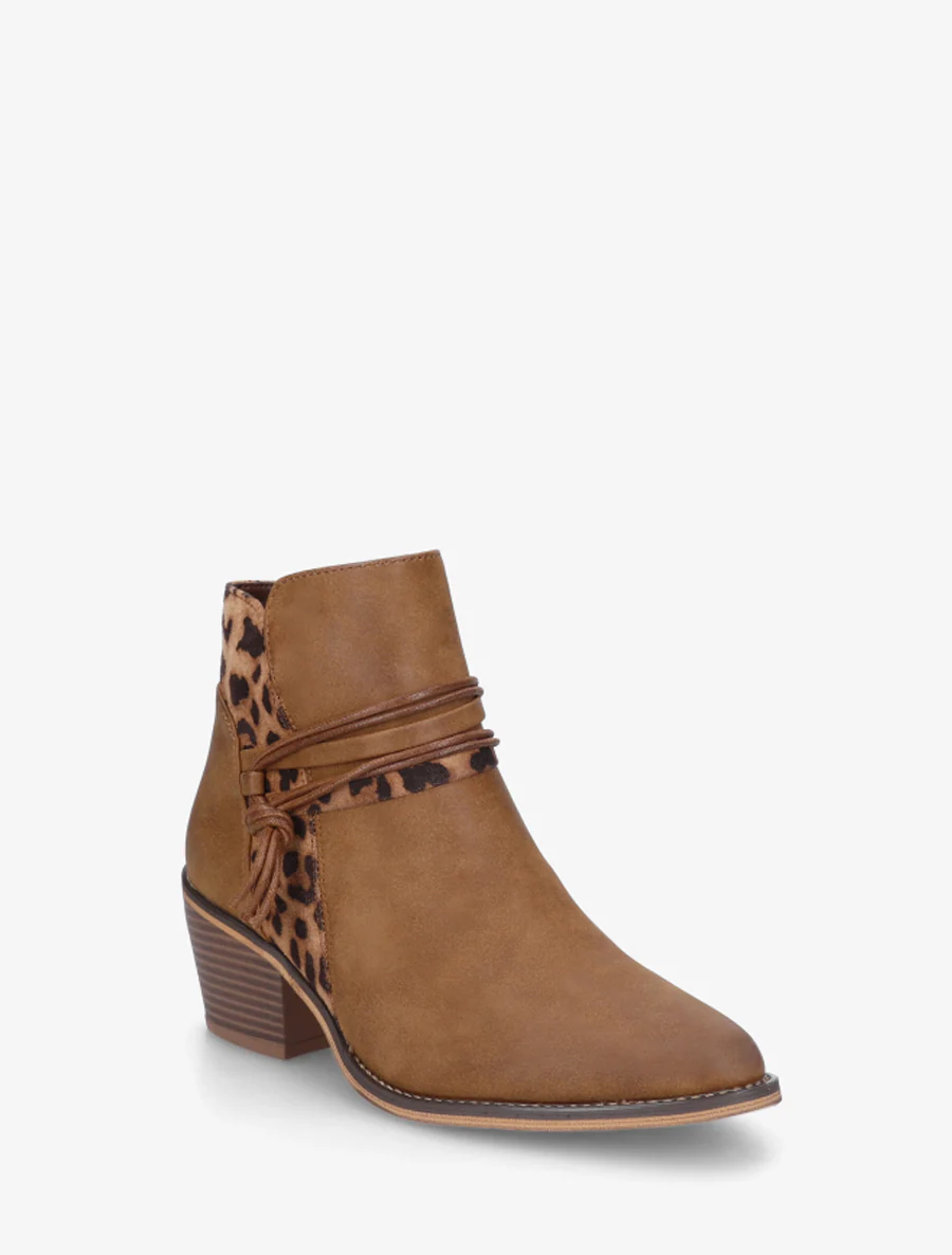 Bottines à talon et imprimé léopard - Camel - Image 2