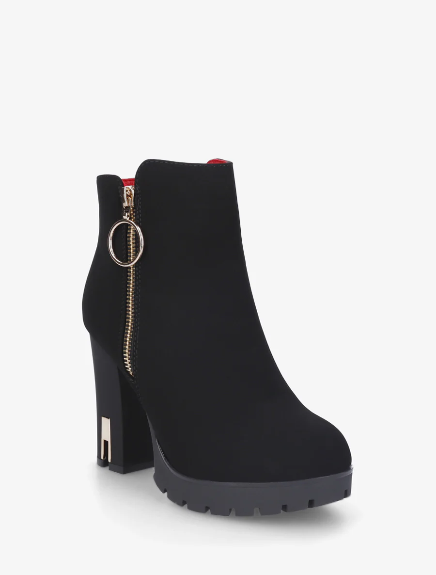 Bottines à talon et zip - Noir - Image 2