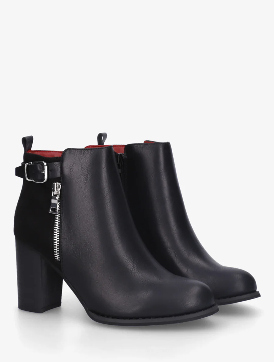 Bottines à zip décoratif et sangle - Noir - Image 4