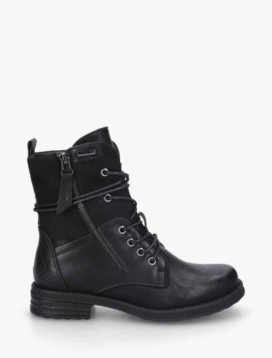 Bottines bi-matière à contrefort imprimé croco - Noir