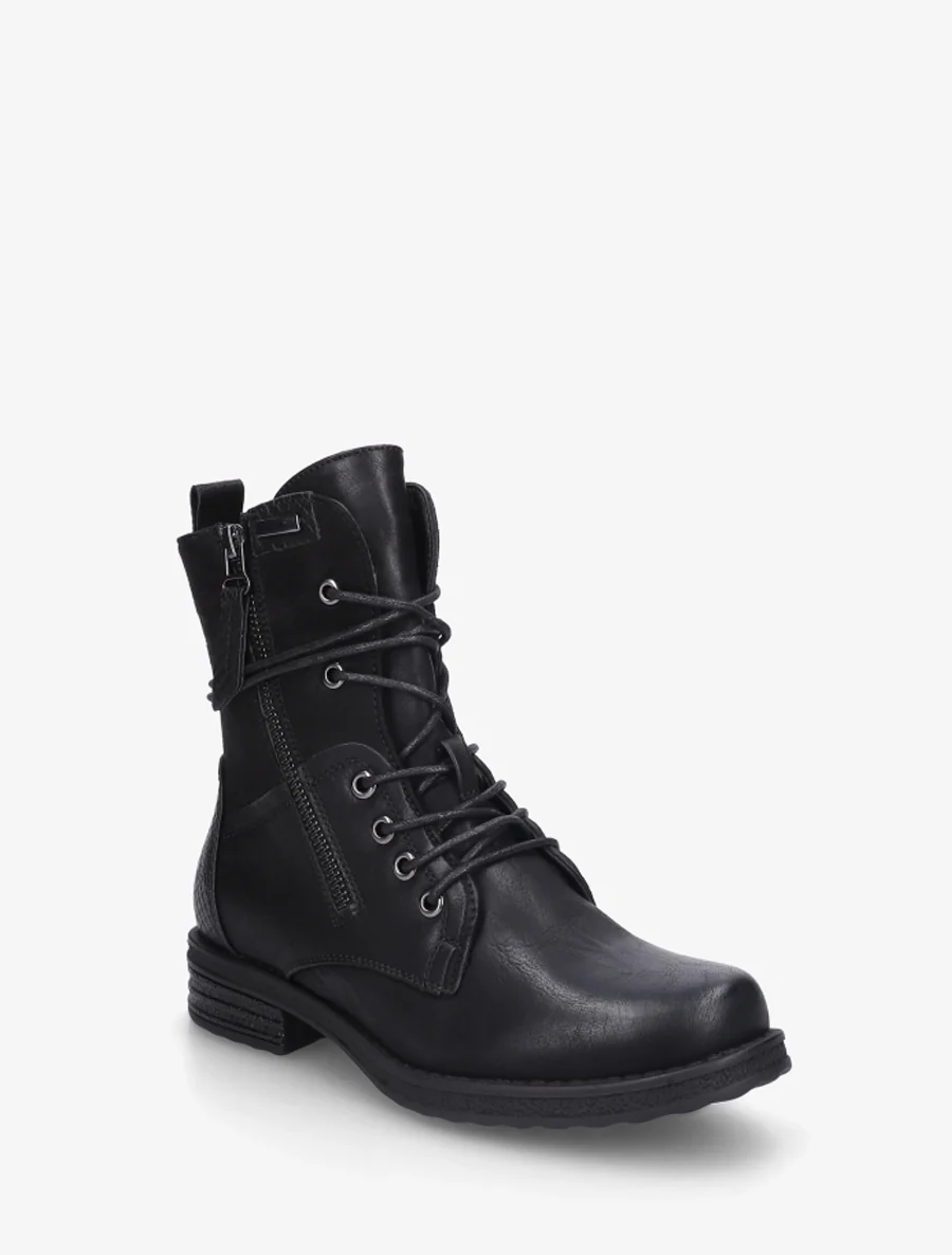 Bottines bi-matière à contrefort imprimé croco - Noir - Image 2