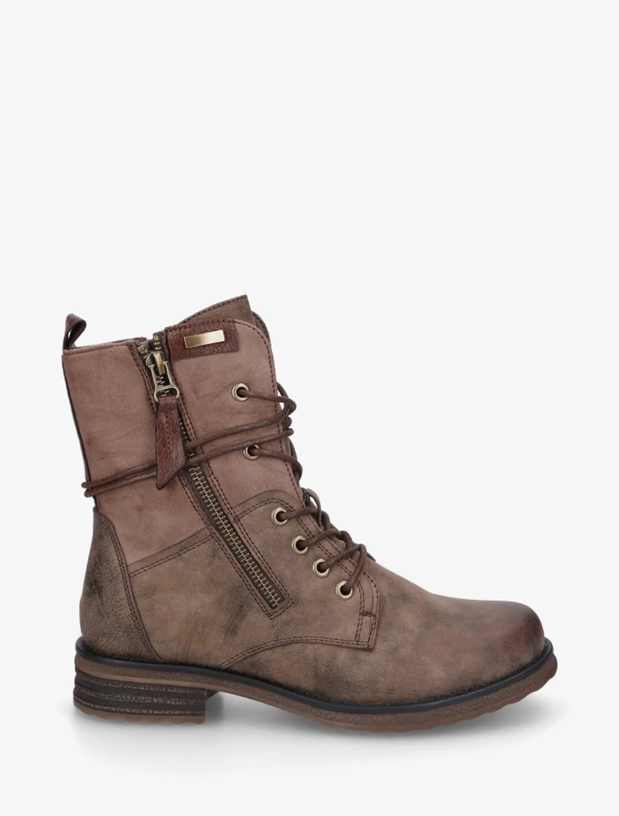 Bottines bi-matière à contrefort imprimé croco - Taupe