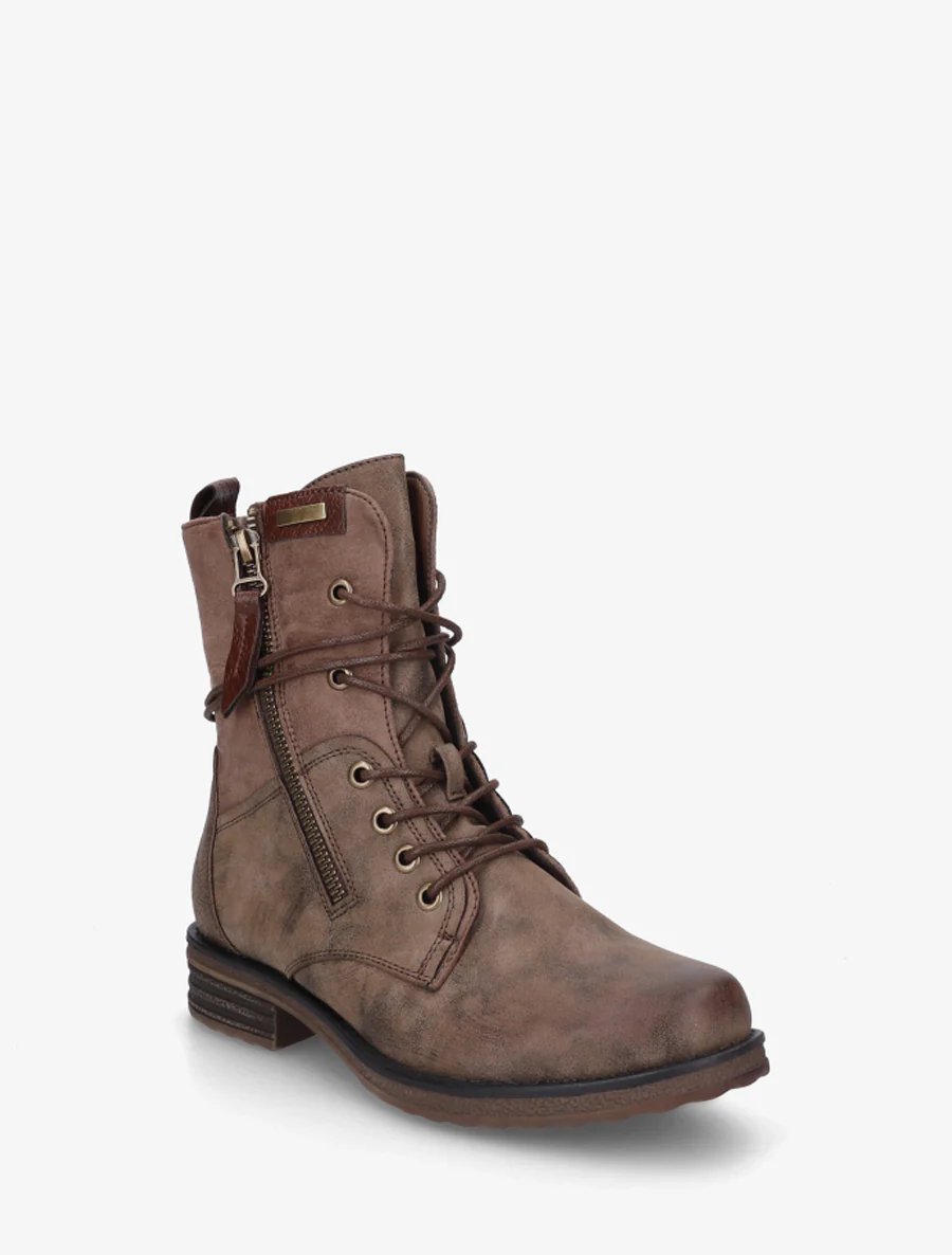Bottines bi-matière à contrefort imprimé croco - Taupe - Image 2