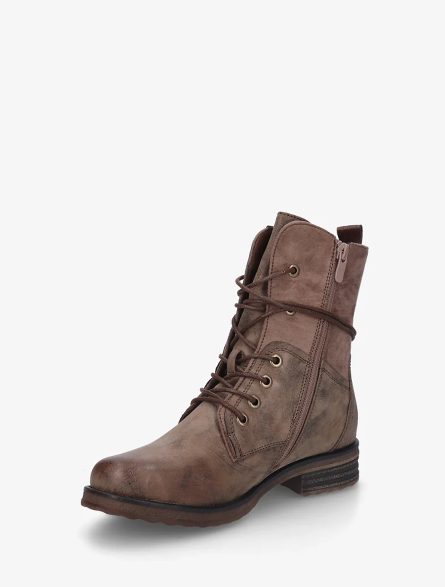 Bottines bi-matière à contrefort imprimé croco - Taupe - Image 3