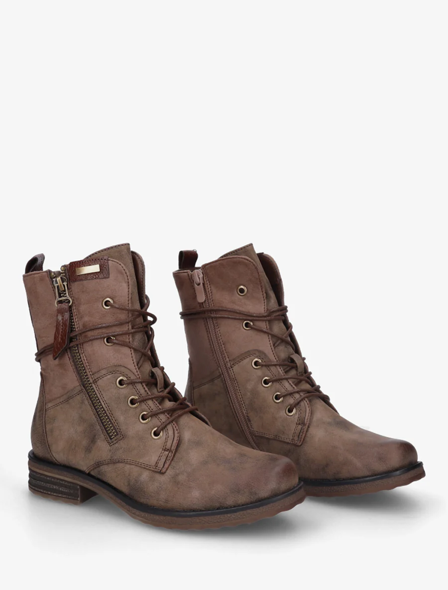 Bottines bi-matière à contrefort imprimé croco - Taupe - Image 4