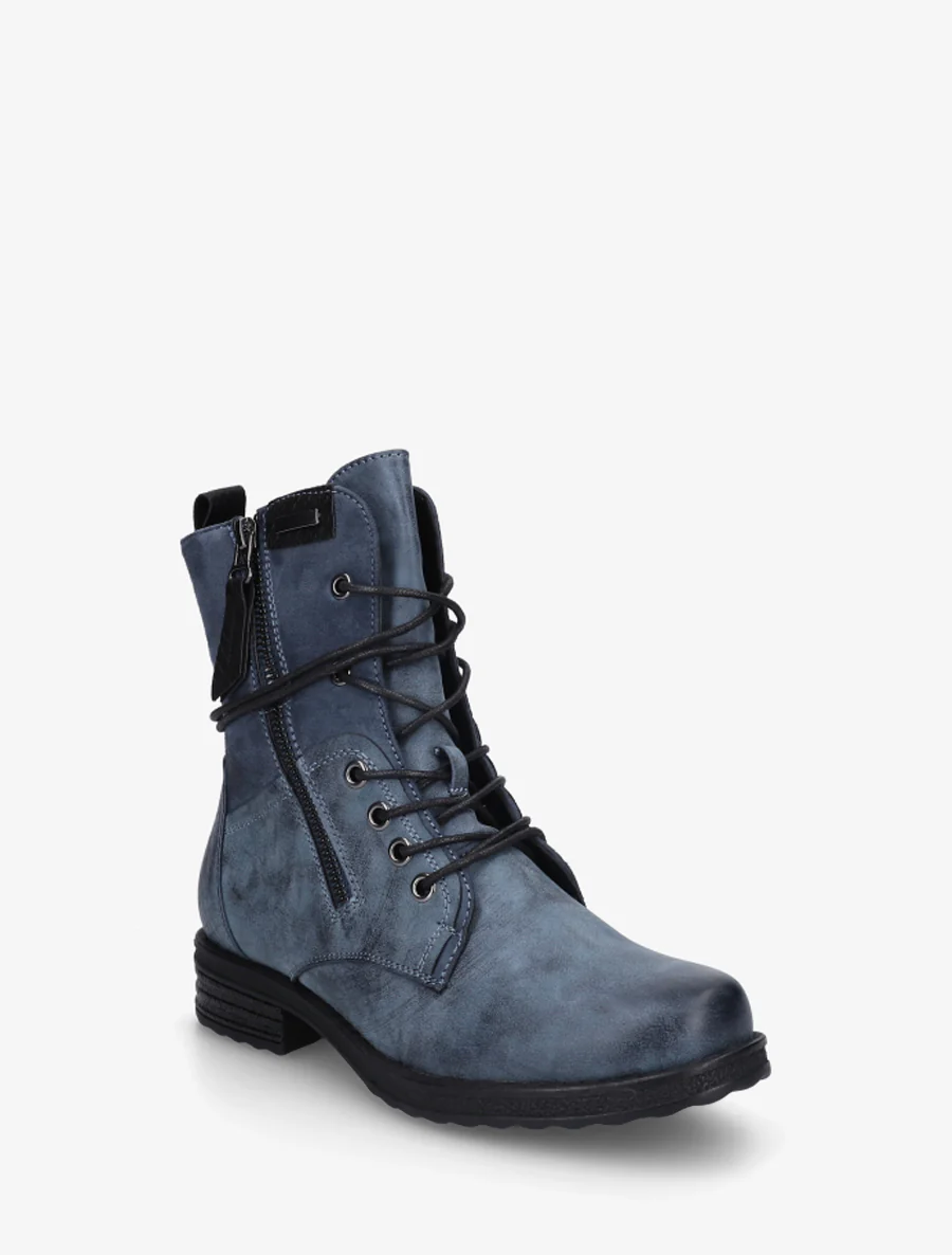 Bottines bi-matière à contrefort imprimé croco - Bleu - Image 2