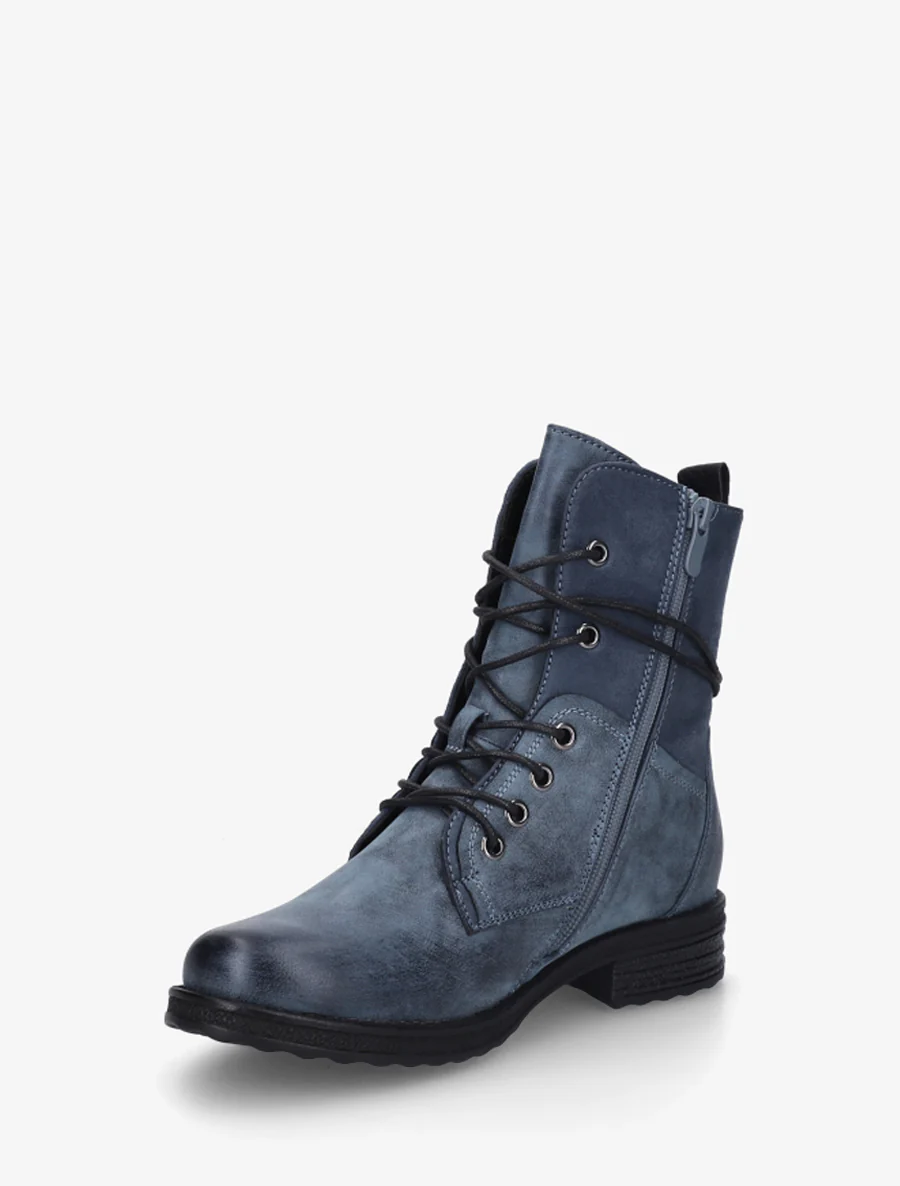 Bottines bi-matière à contrefort imprimé croco - Bleu - Image 3