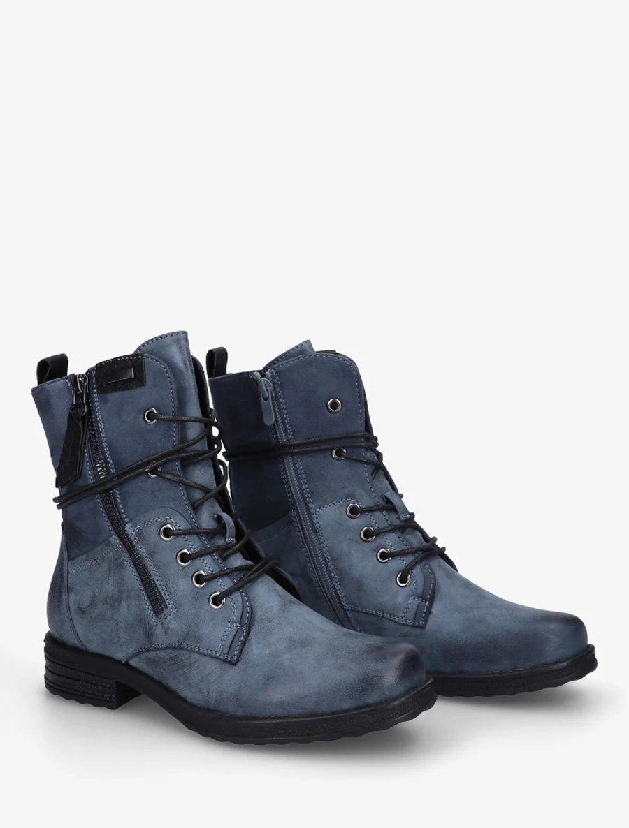 Bottines bi-matière à contrefort imprimé croco - Bleu - Image 4