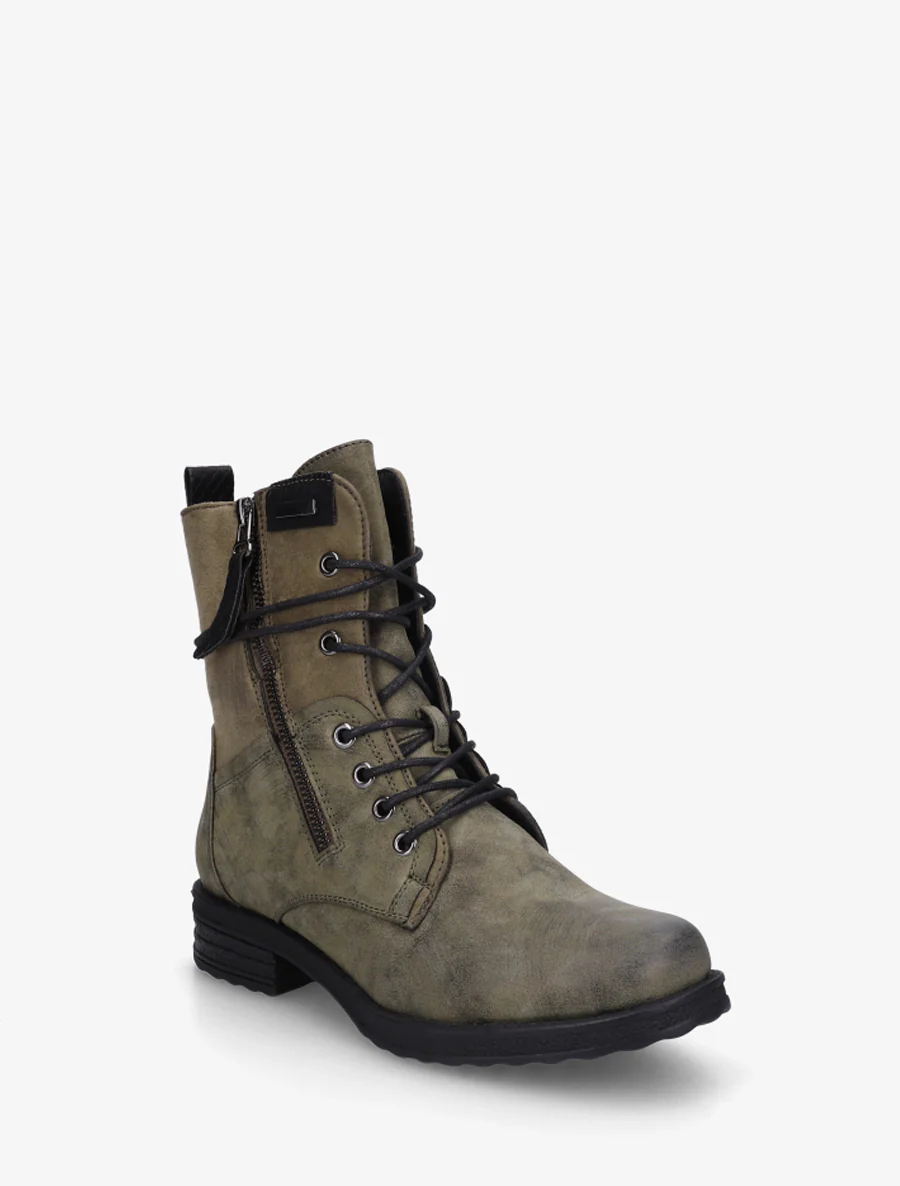 Bottines bi-matière à contrefort imprimé croco - Kaki - Image 2