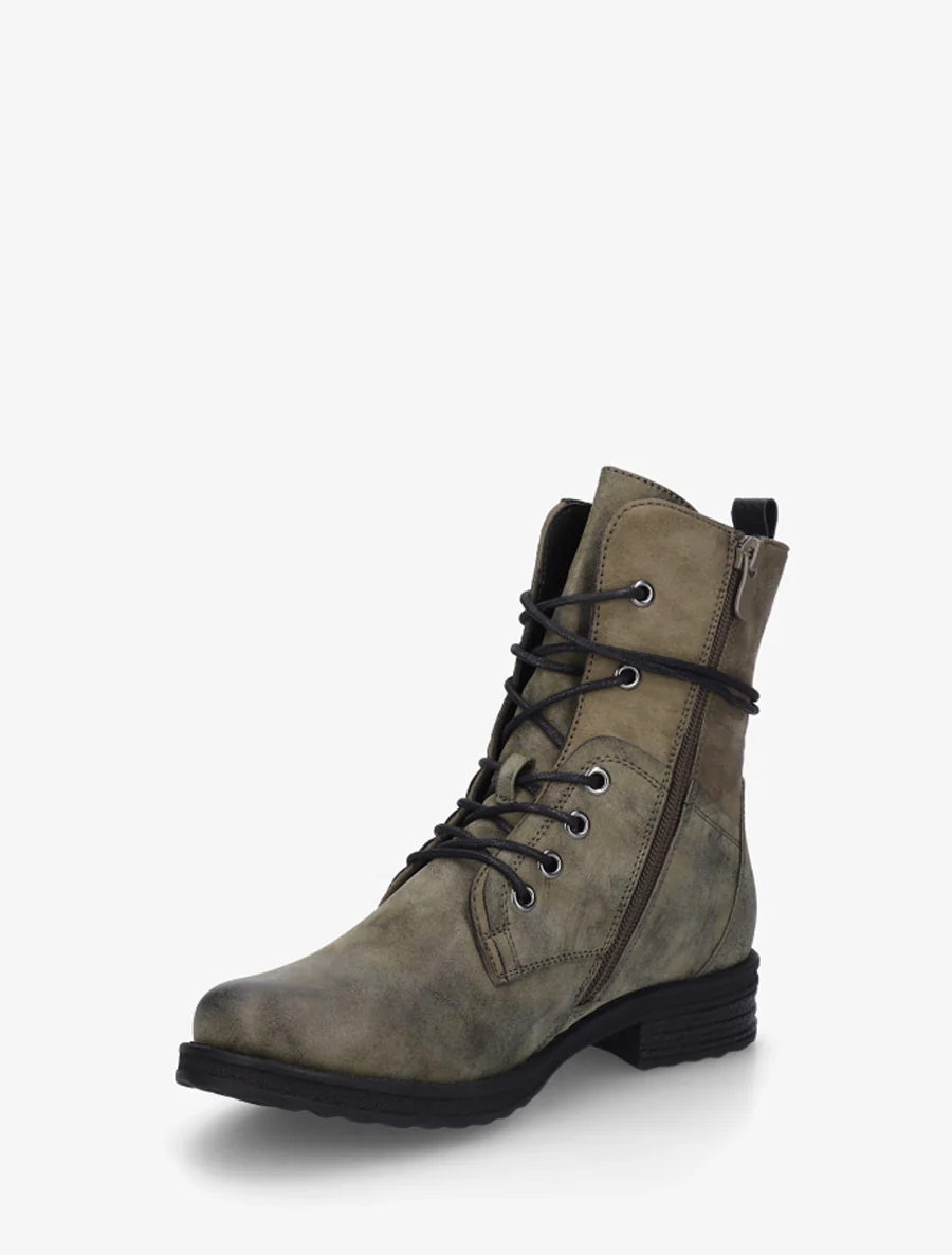Bottines bi-matière à contrefort imprimé croco - Kaki - Image 3