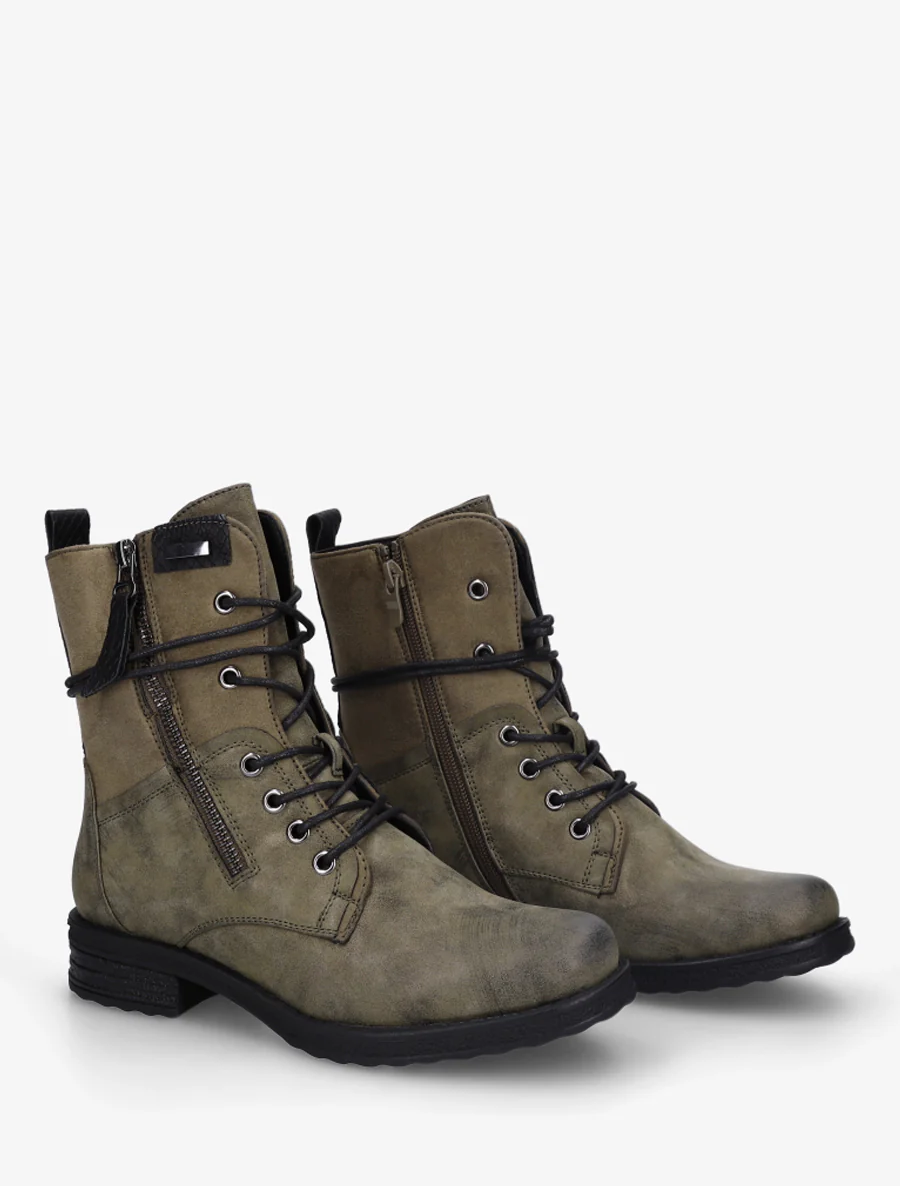 Bottines bi-matière à contrefort imprimé croco - Kaki - Image 4