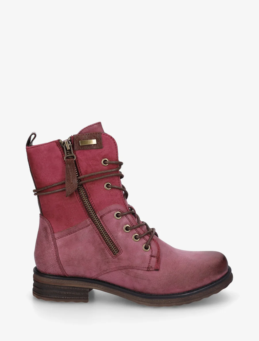 Bottines bi-matière à contrefort imprimé croco - Magenta