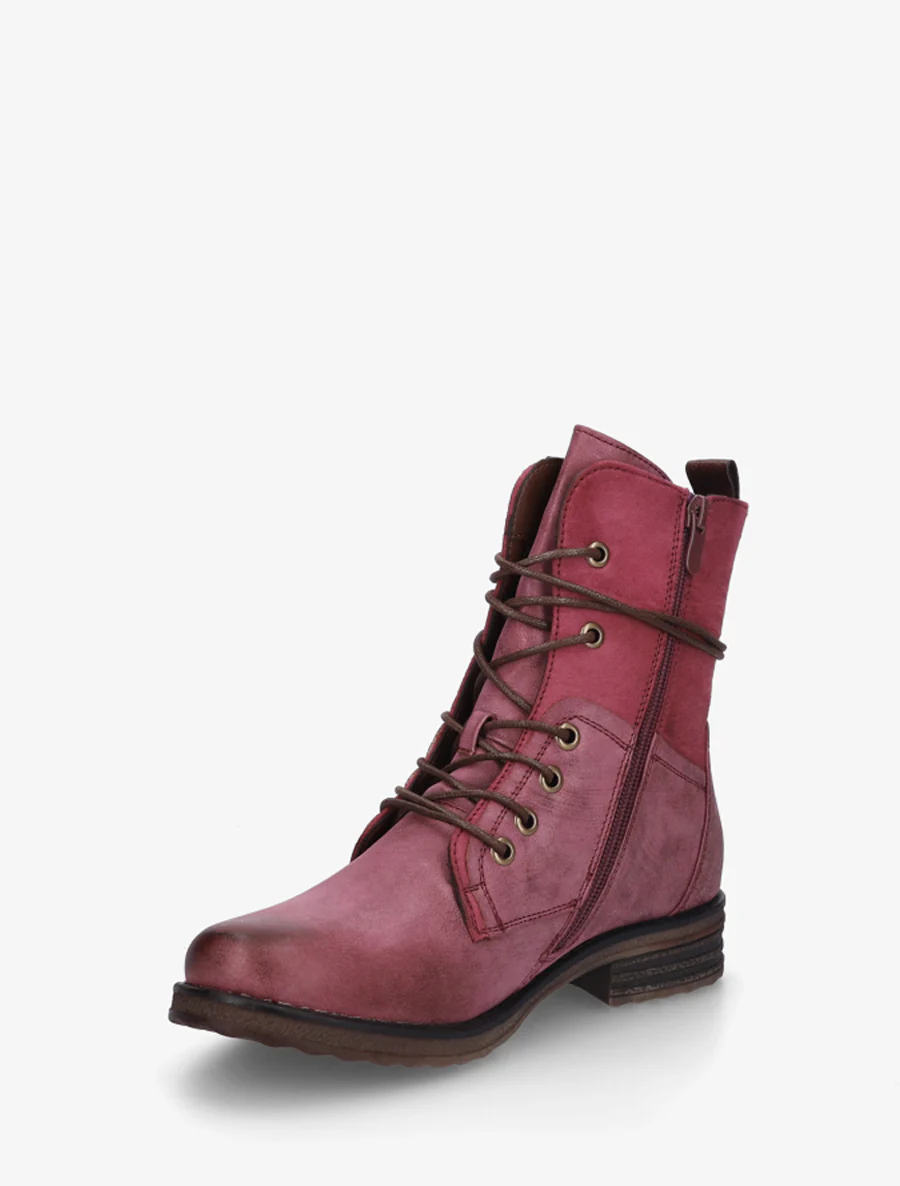 Bottines bi-matière à contrefort imprimé croco - Magenta - Image 3