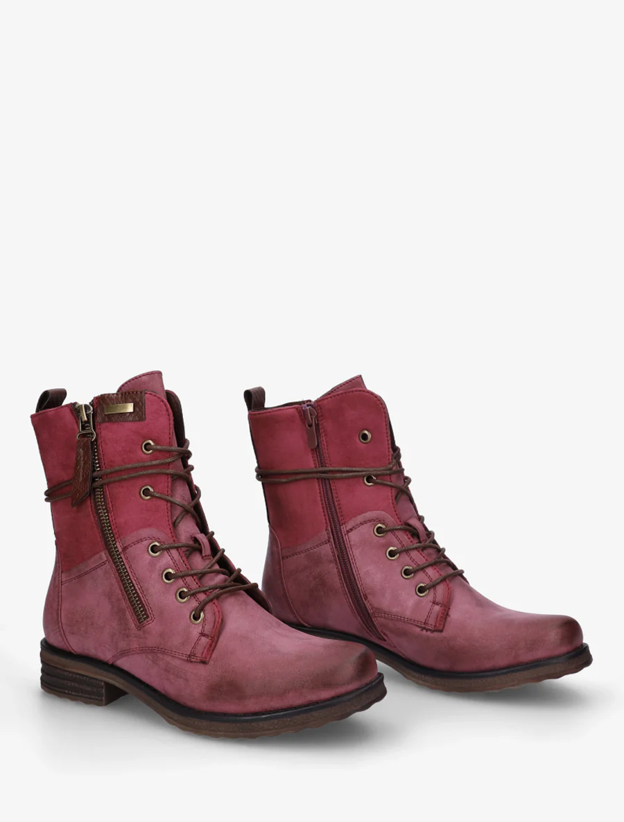 Bottines bi-matière à contrefort imprimé croco - Magenta - Image 4