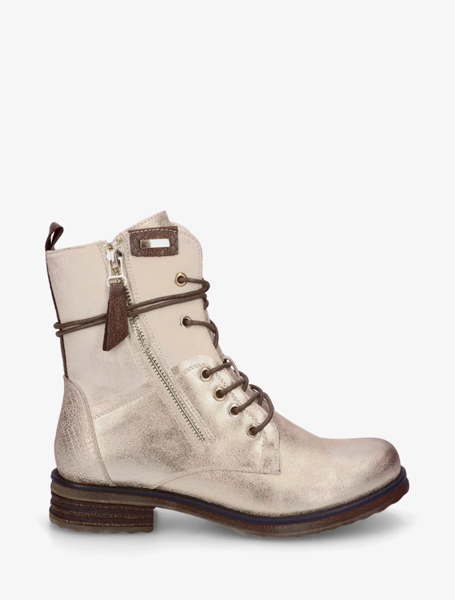 Bottines bi-matière à contrefort imprimé croco - Or