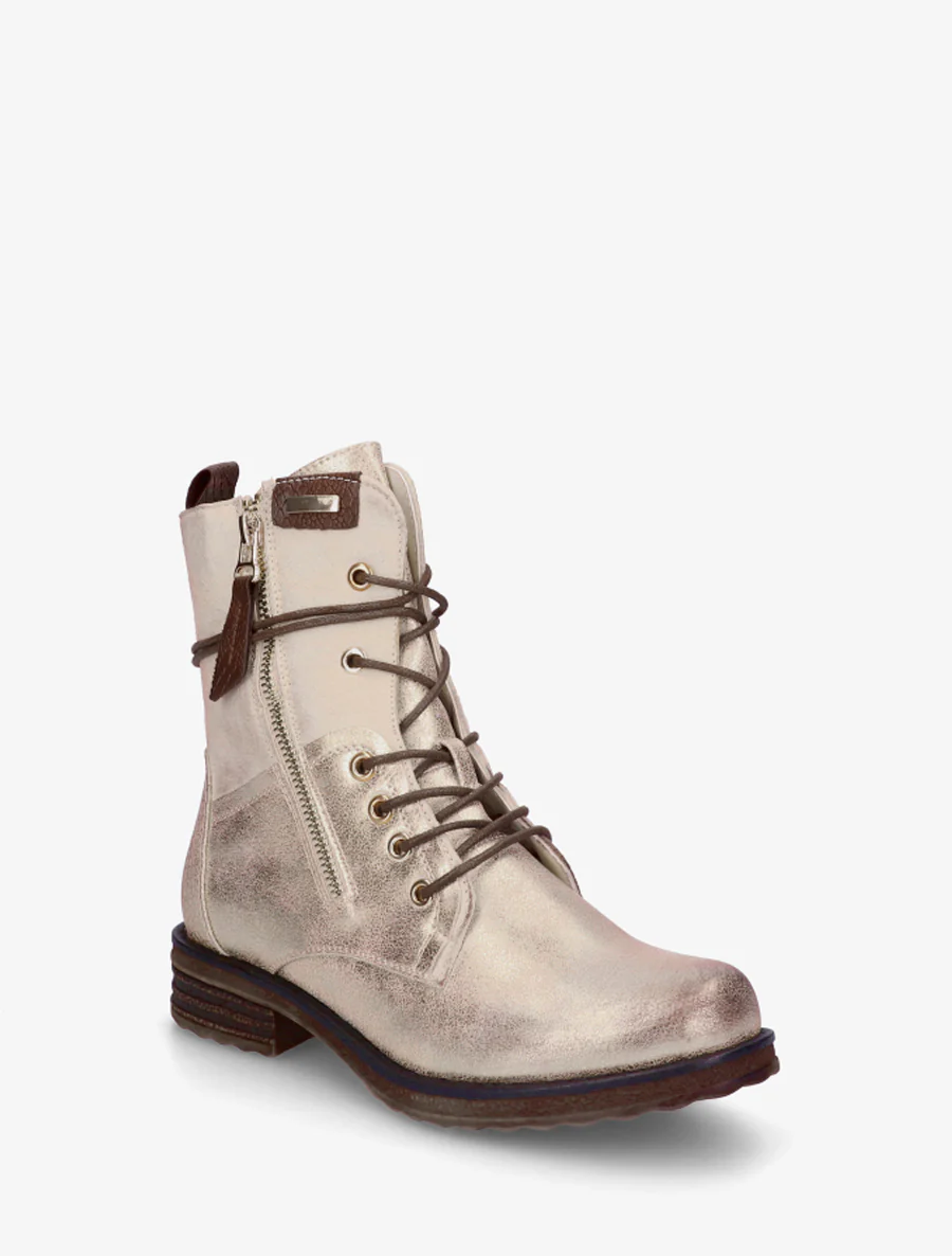 Bottines bi-matière à contrefort imprimé croco - Or - Image 2