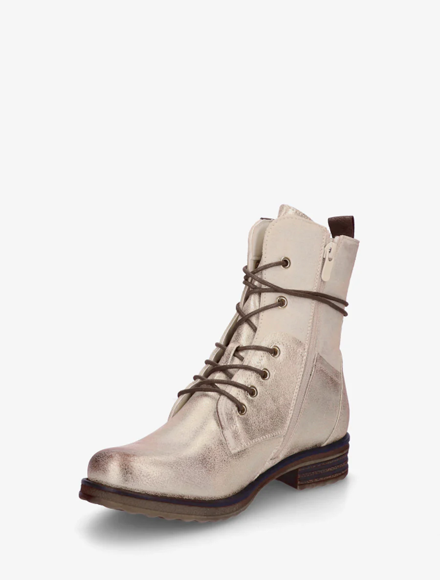 Bottines bi-matière à contrefort imprimé croco - Or - Image 3