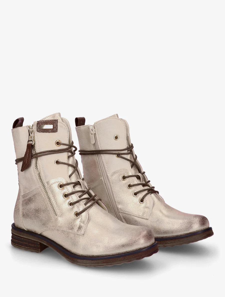 Bottines bi-matière à contrefort imprimé croco - Or - Image 4