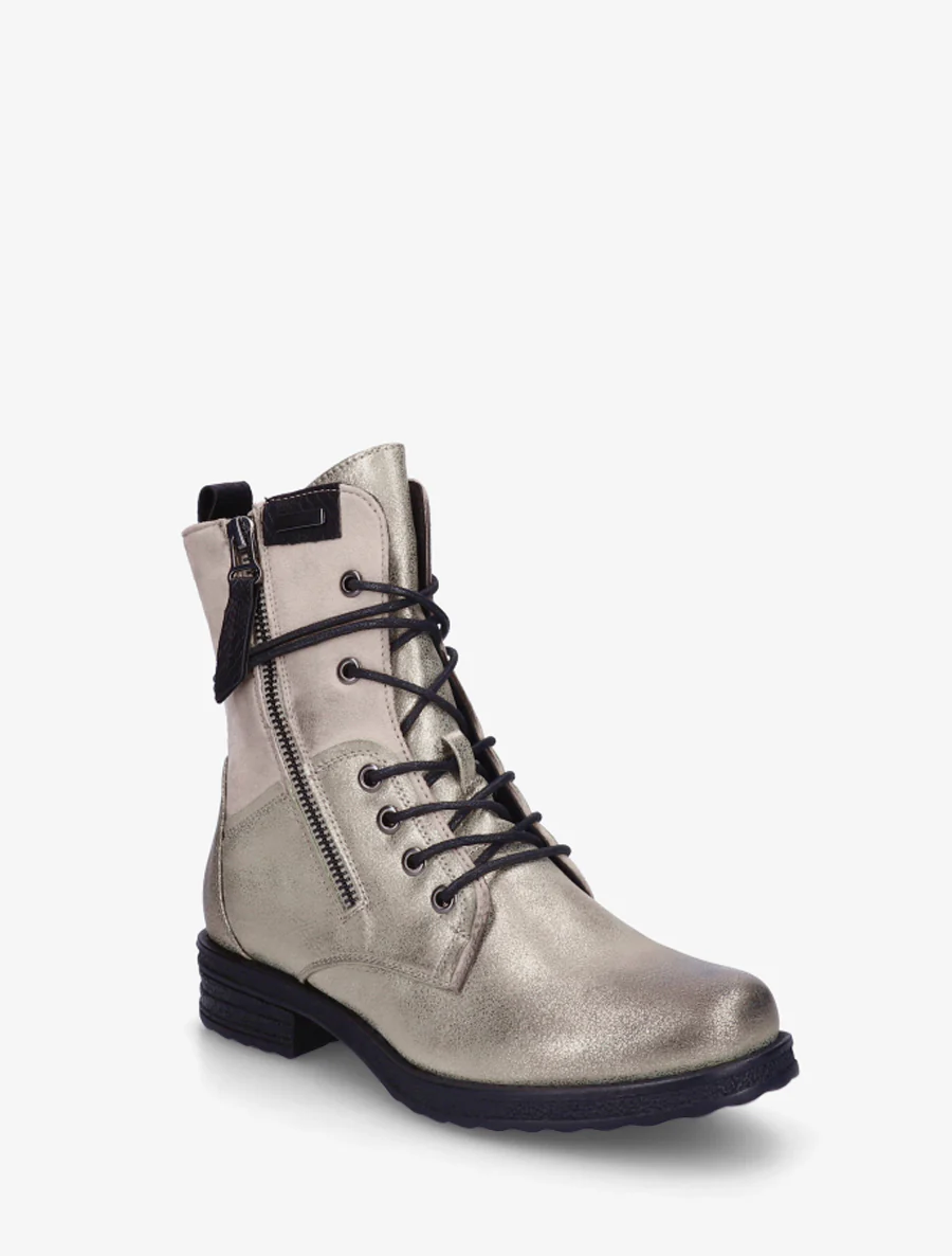 Bottines bi-matière à contrefort imprimé croco - Beige - Image 2