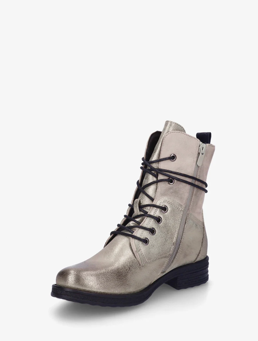 Bottines bi-matière à contrefort imprimé croco - Beige - Image 3