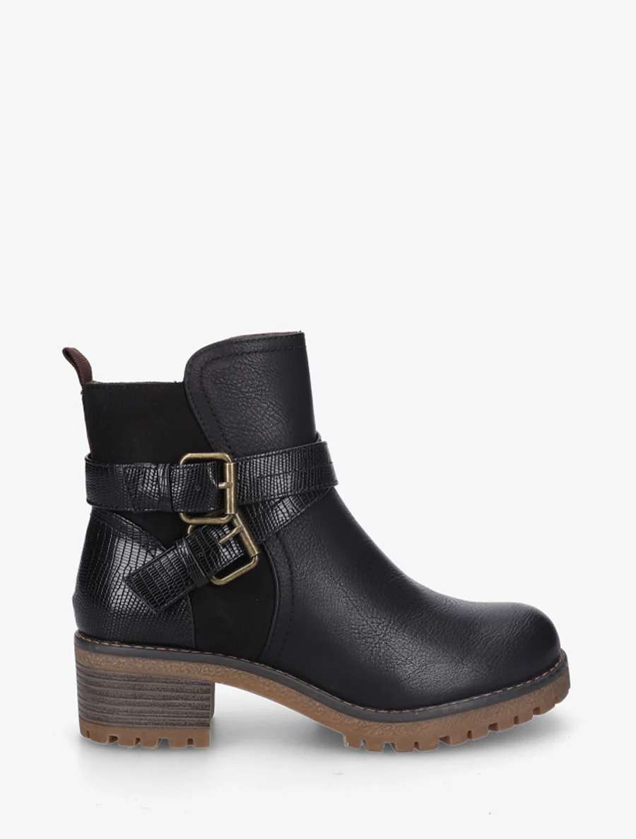 Bottines bi-matière à double sangles - Noir