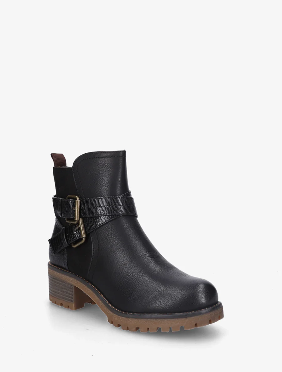 Bottines bi-matière à double sangles - Noir - Image 2
