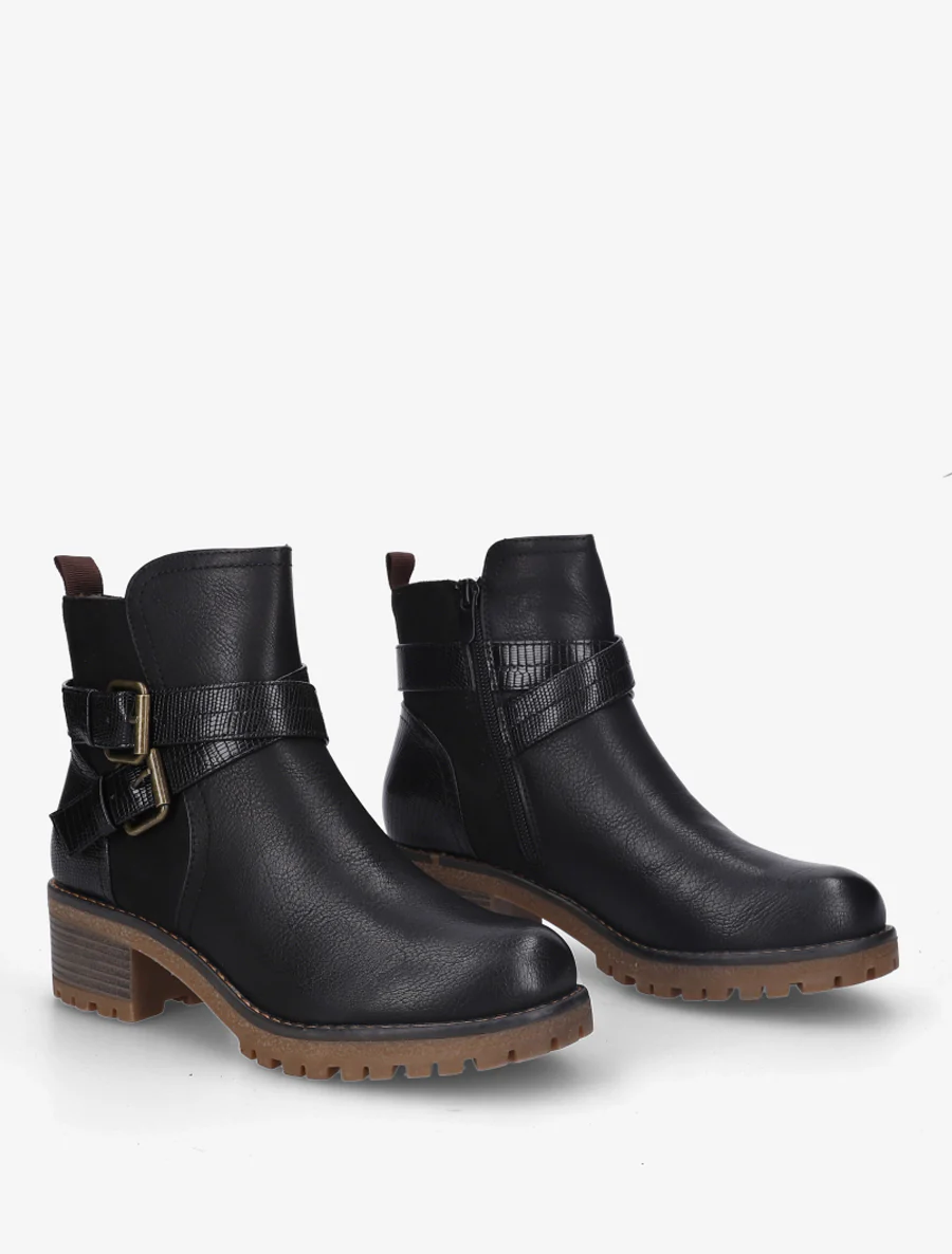 Bottines bi-matière à double sangles - Noir - Image 4