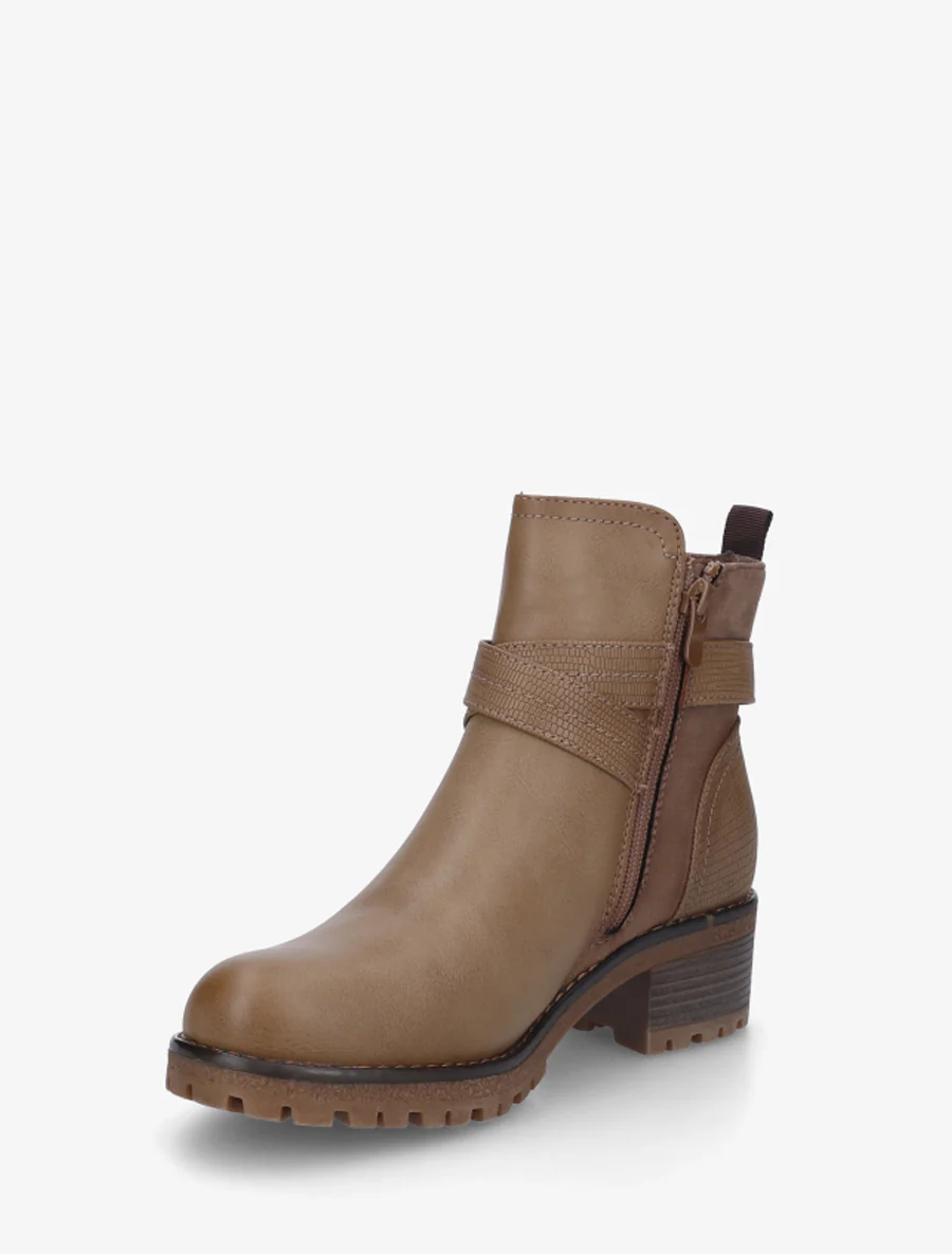 Bottines bi-matière à double sangles - Taupe - Image 3