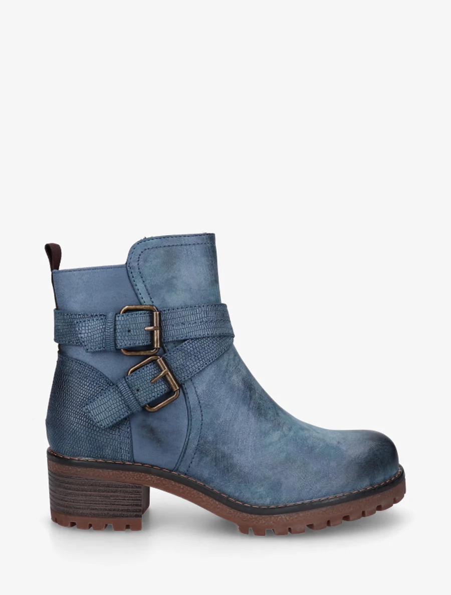 Bottines bi-matière à double sangles - Bleu