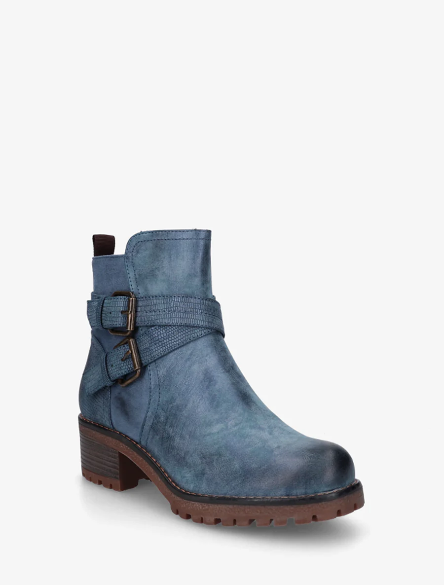 Bottines bi-matière à double sangles - Bleu - Image 2