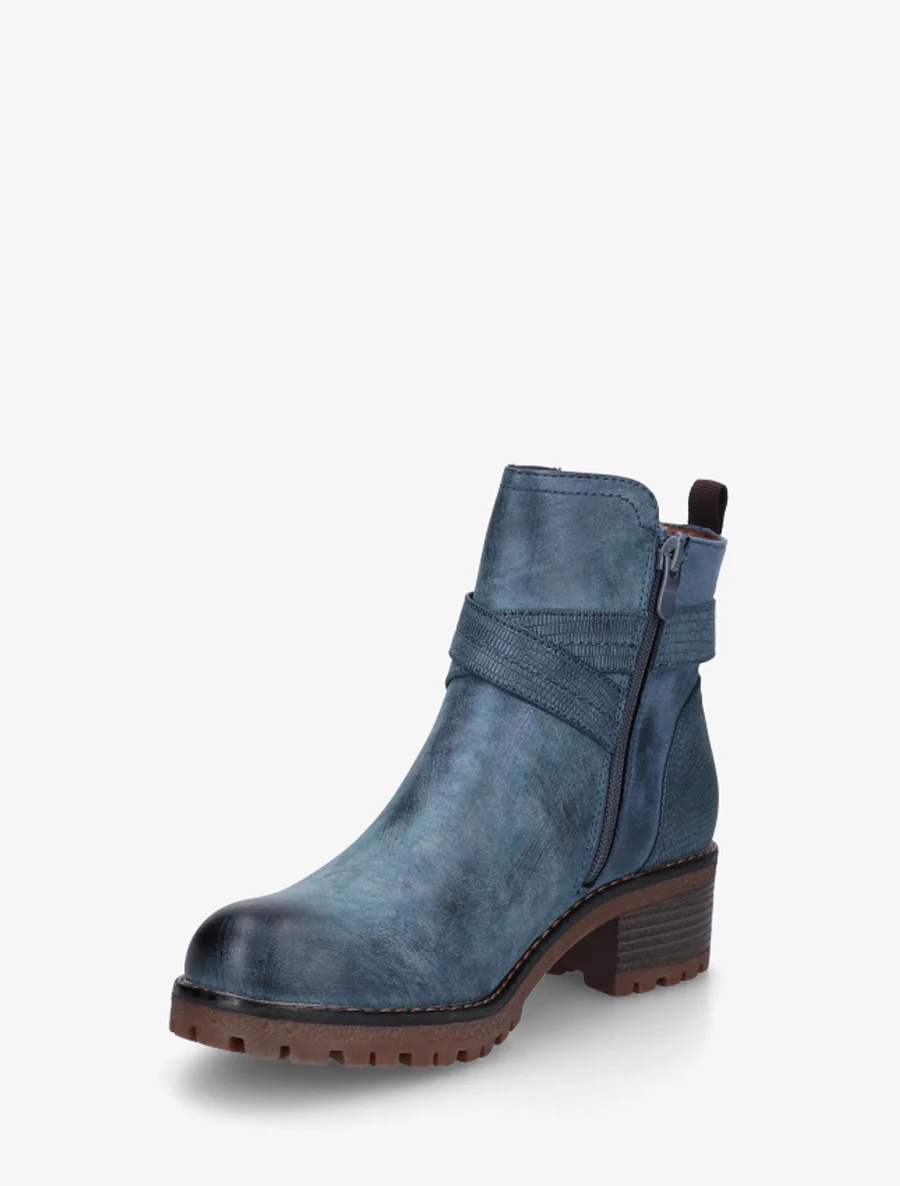 Bottines bi-matière à double sangles - Bleu - Image 3