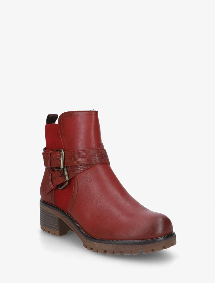 Bottines bi-matière à double sangles - Rouge - Image 2