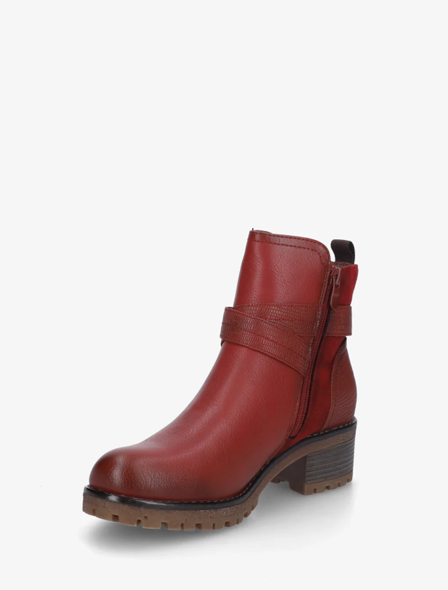 Bottines bi-matière à double sangles - Rouge - Image 3