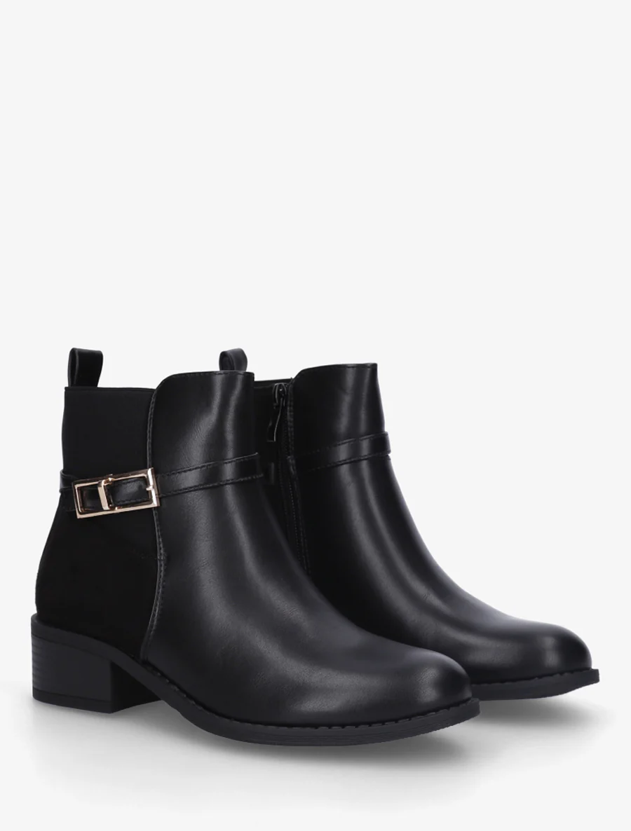 Bottines bi-matière élastiquées - Noir - Image 4