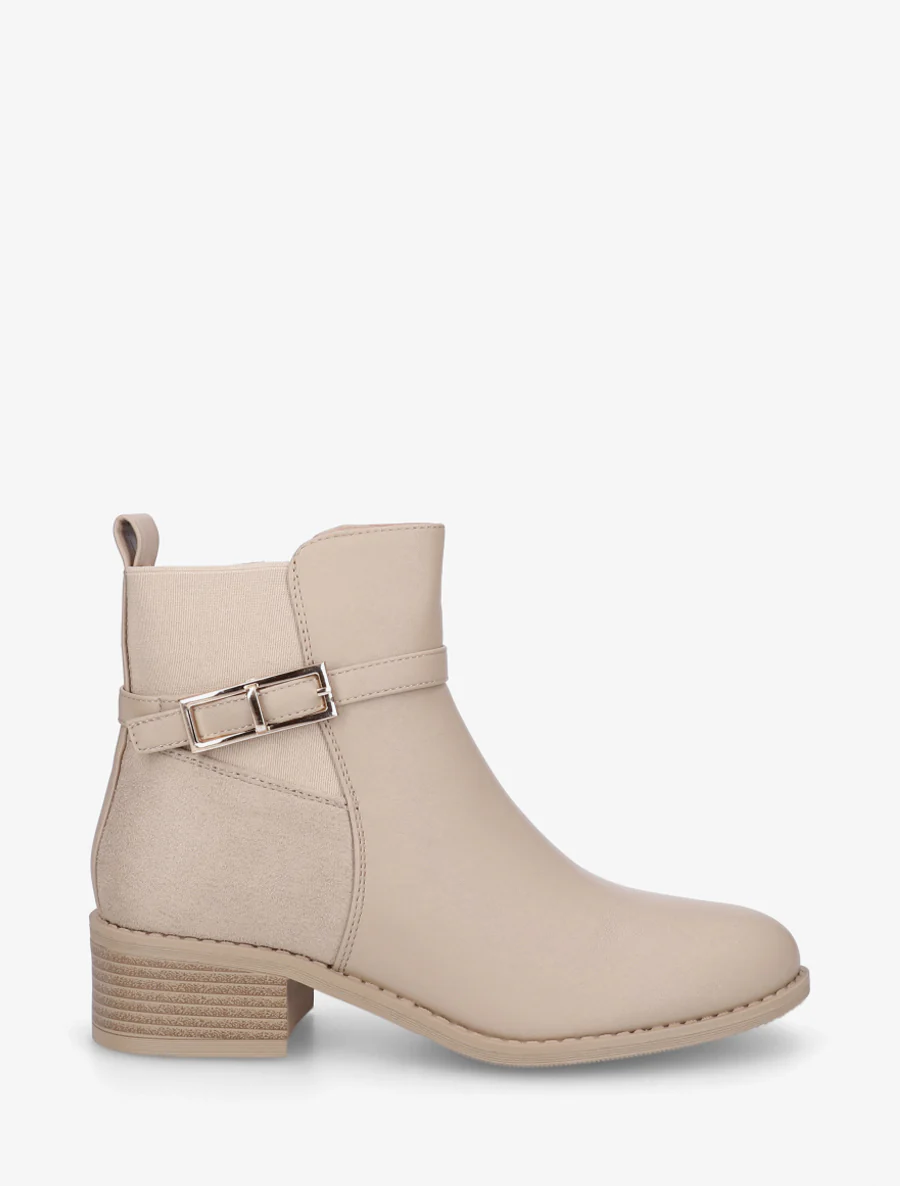 Bottines bi-matière élastiquées - Beige