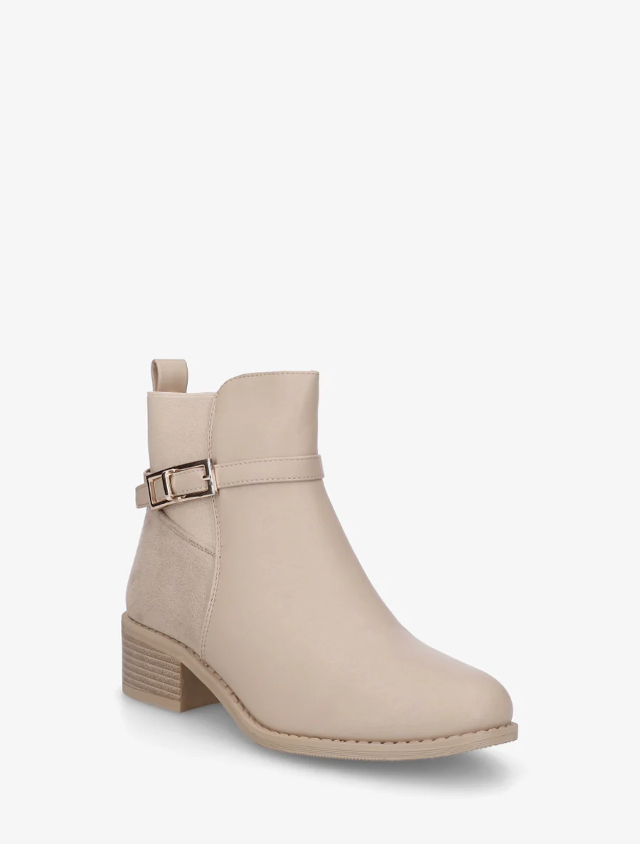 Bottines bi-matière élastiquées - Beige - Image 2
