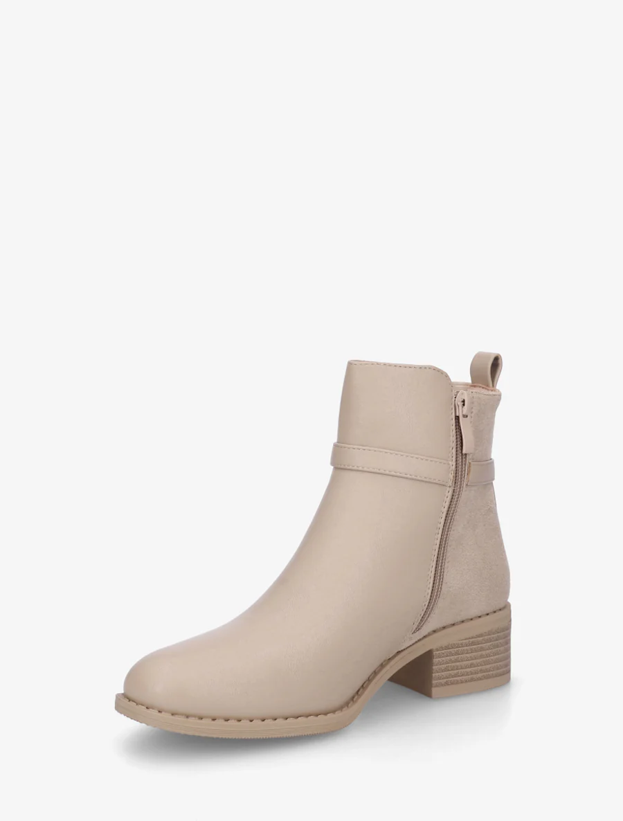 Bottines bi-matière élastiquées - Beige - Image 3