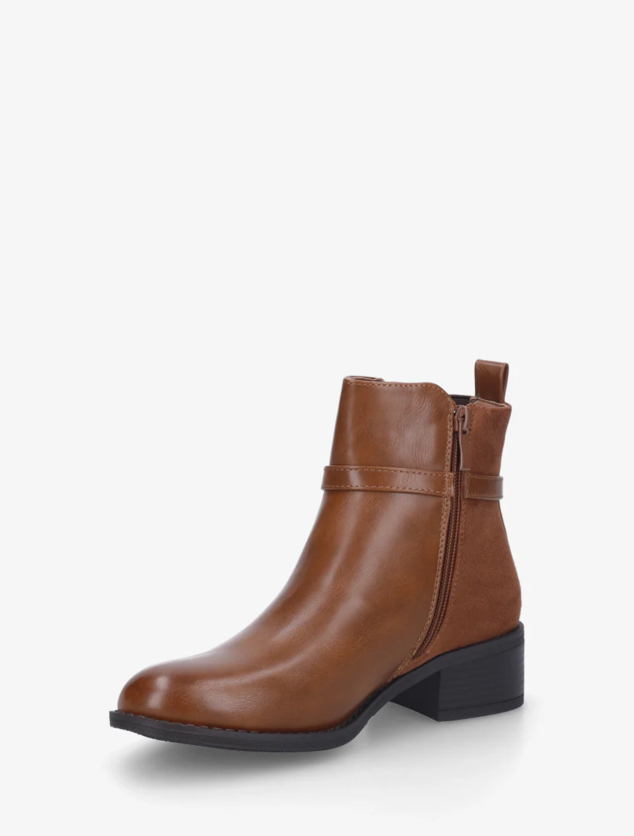 Bottines bi-matière élastiquées - Camel - Image 3