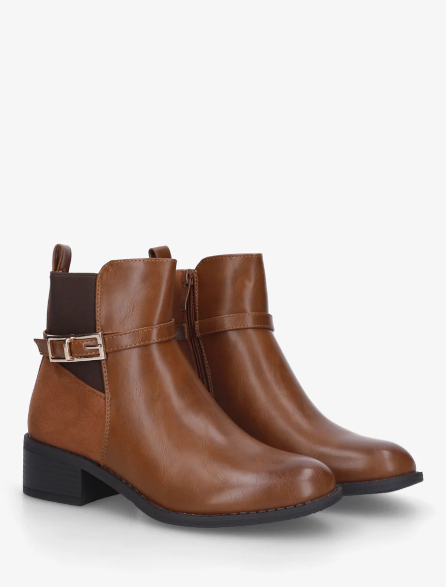 Bottines bi-matière élastiquées - Camel - Image 4