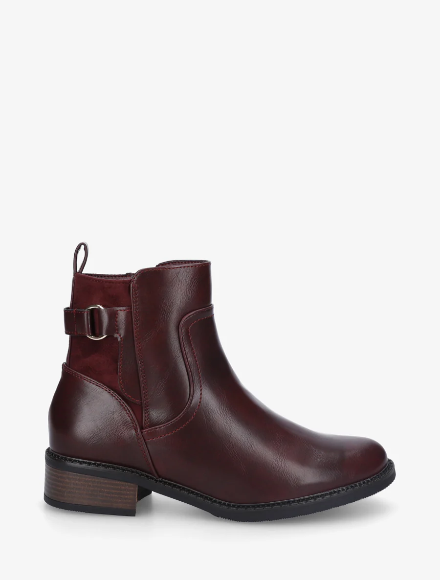 Bottines bi-matière unies - Lie de vin