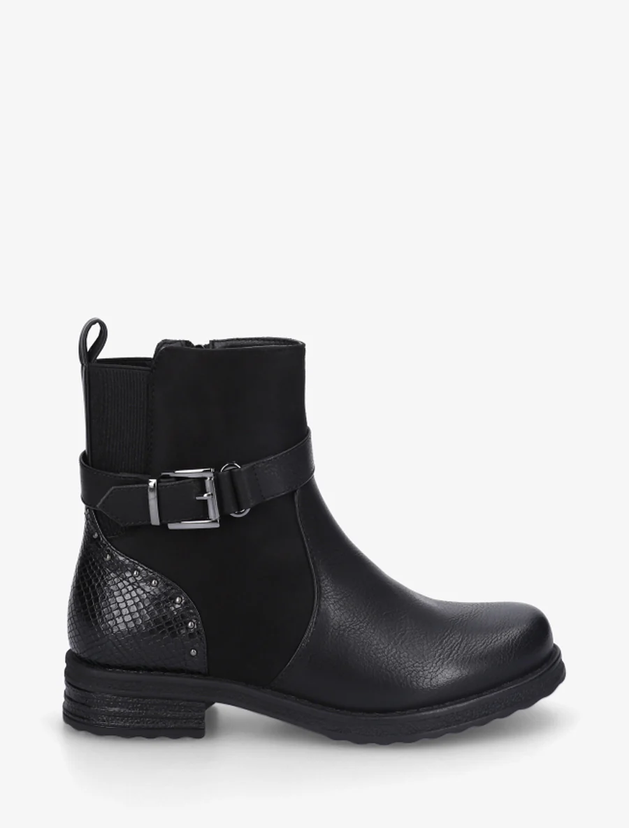 Bottines bi-matières à contrefort élastiqué - Noir