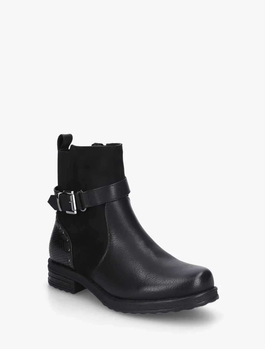 Bottines bi-matières à contrefort élastiqué - Noir - Image 2