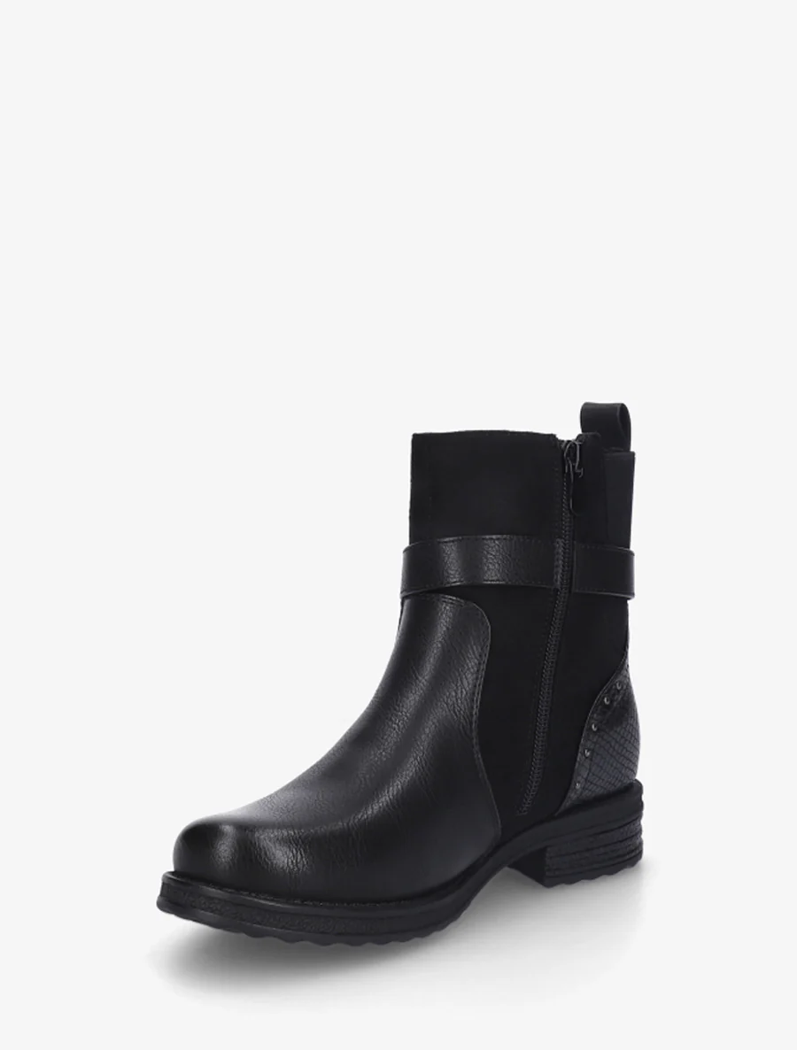 Bottines bi-matières à contrefort élastiqué - Noir - Image 3