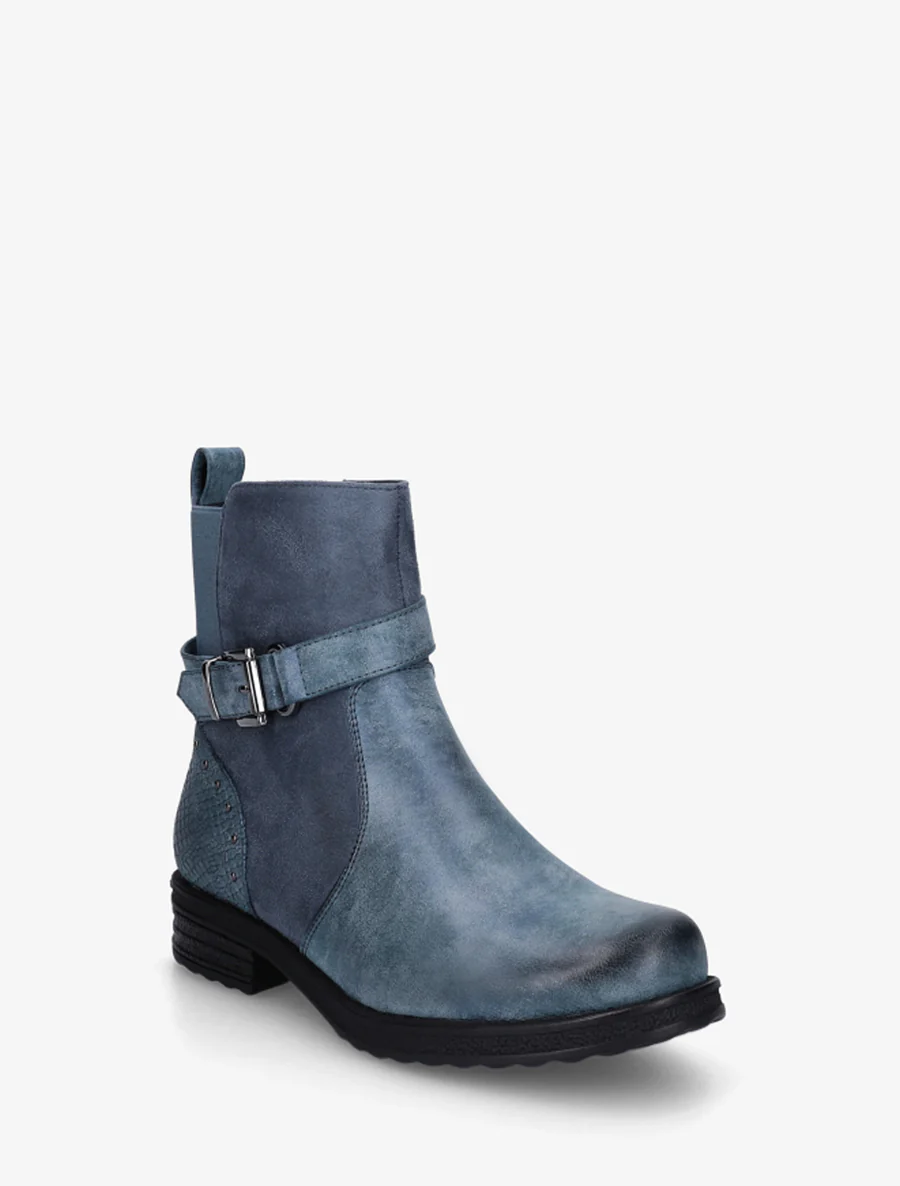 Bottines bi-matières à contrefort élastiqué - Bleu - Image 2