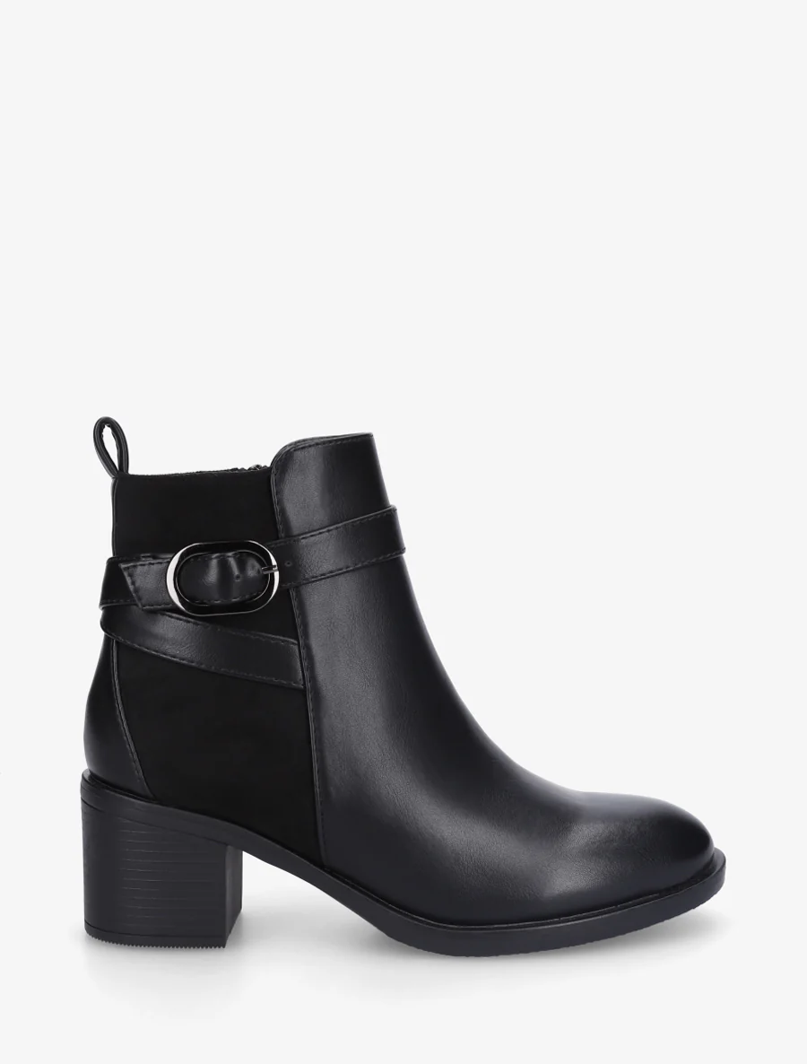 Bottines bimatière à talon - Noir