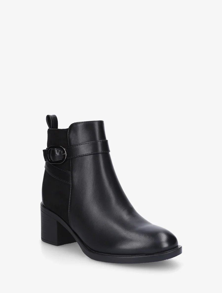 Bottines bimatière à talon - Noir - Image 2