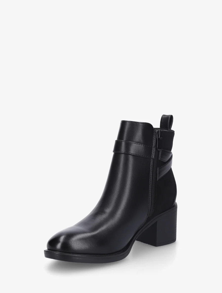Bottines bimatière à talon - Noir - Image 3