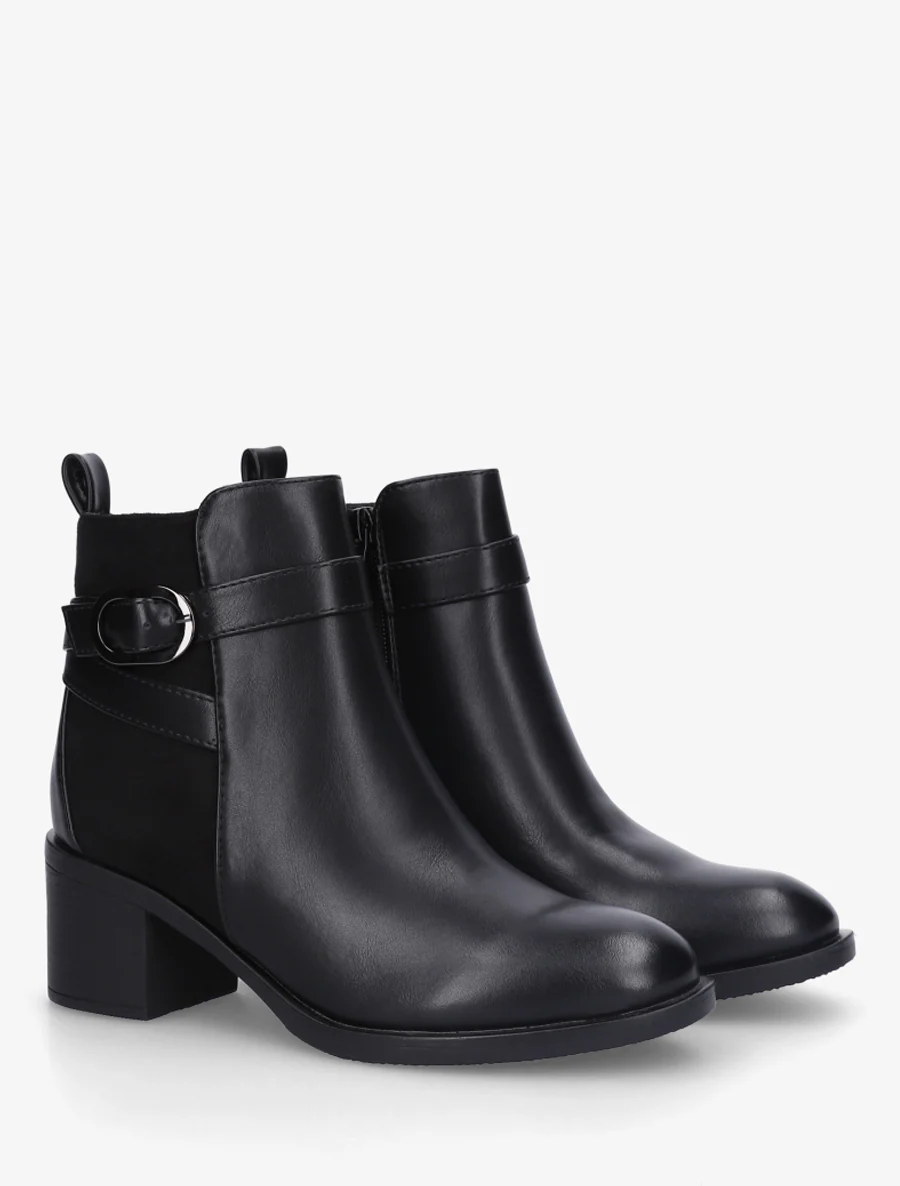 Bottines bimatière à talon - Noir - Image 4